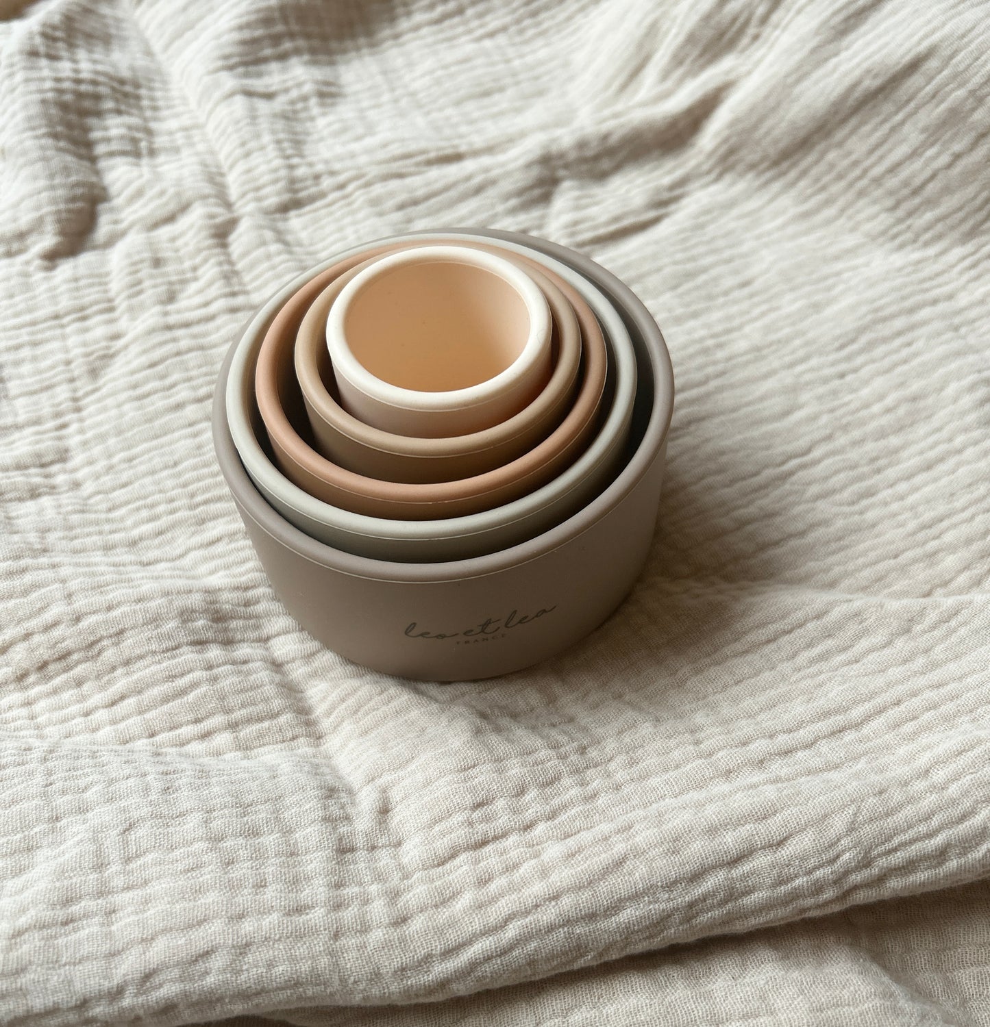 Gobelets empilables, beige, Silicone