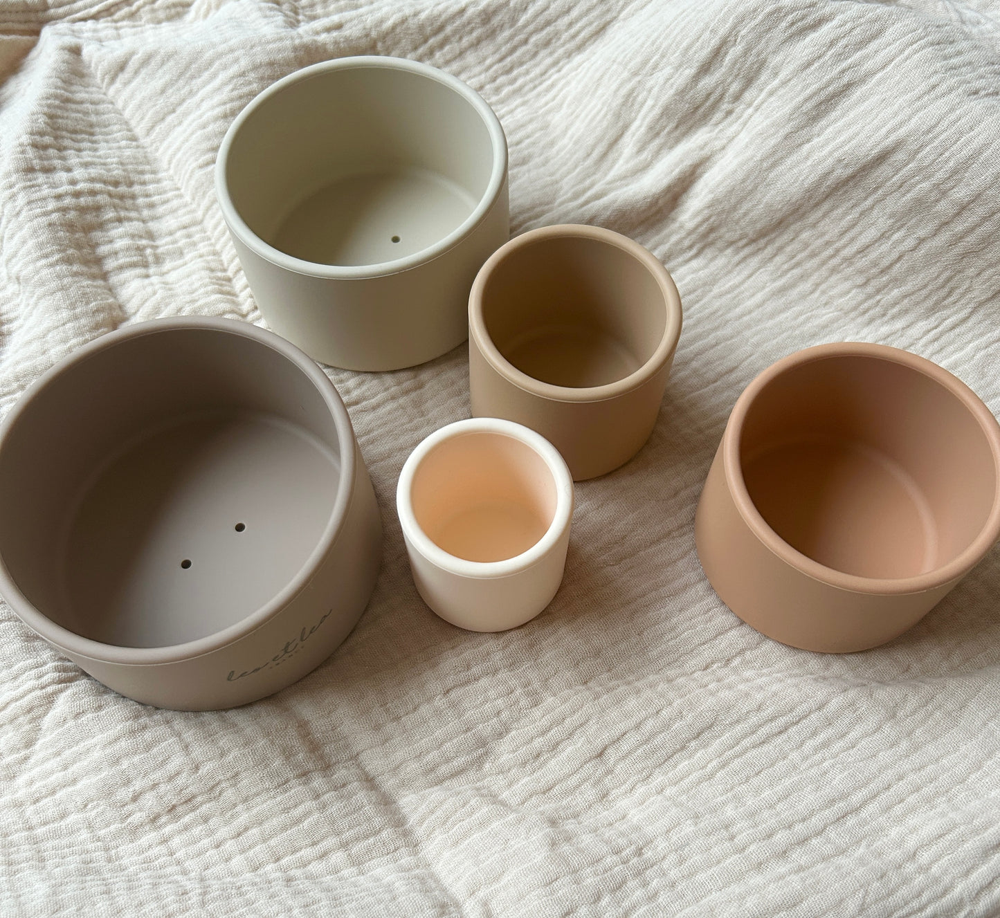 Gobelets empilables, beige, Silicone