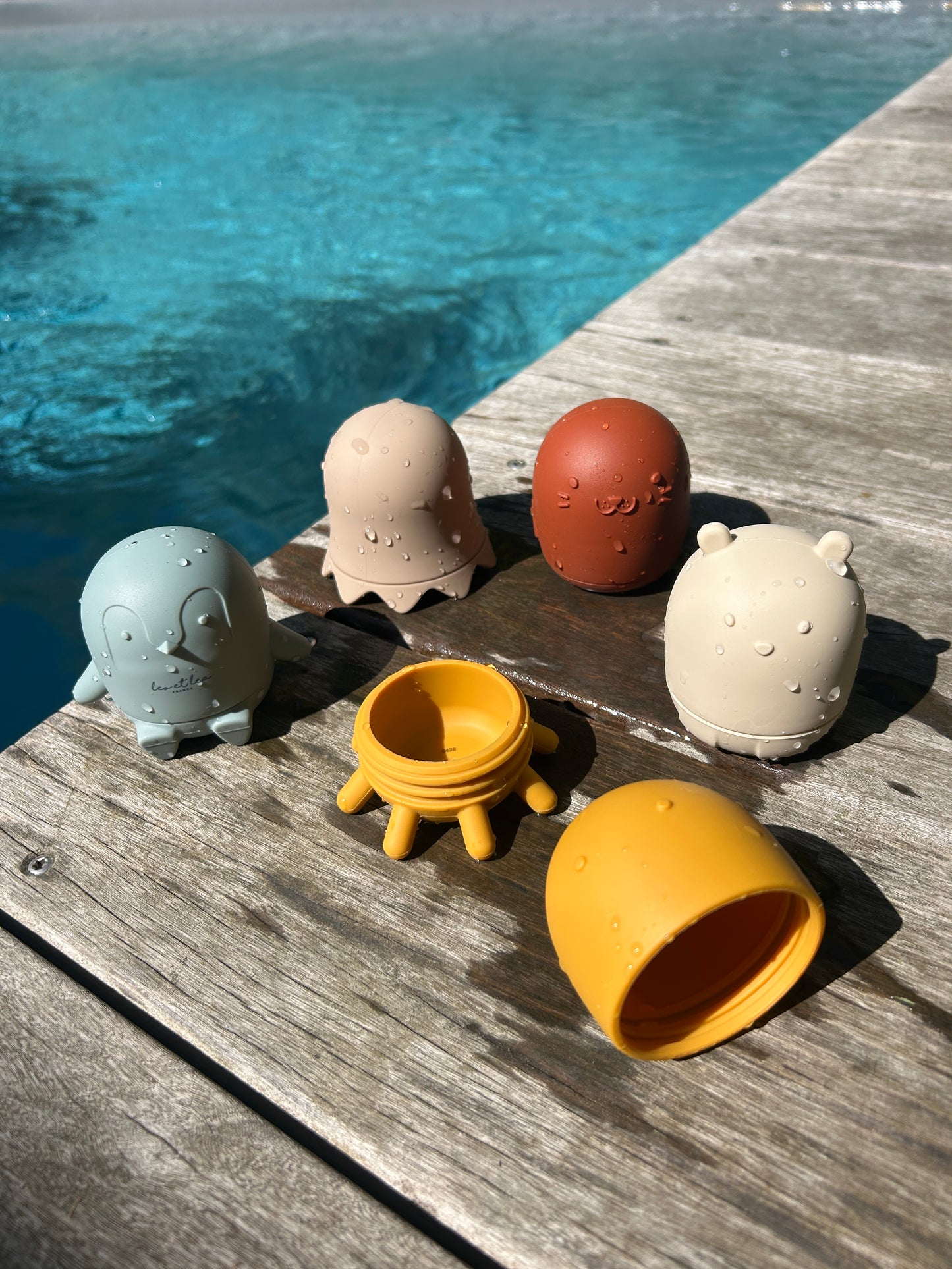 Jouet de bain, Color Mix, Set de 5 animaux en silicone