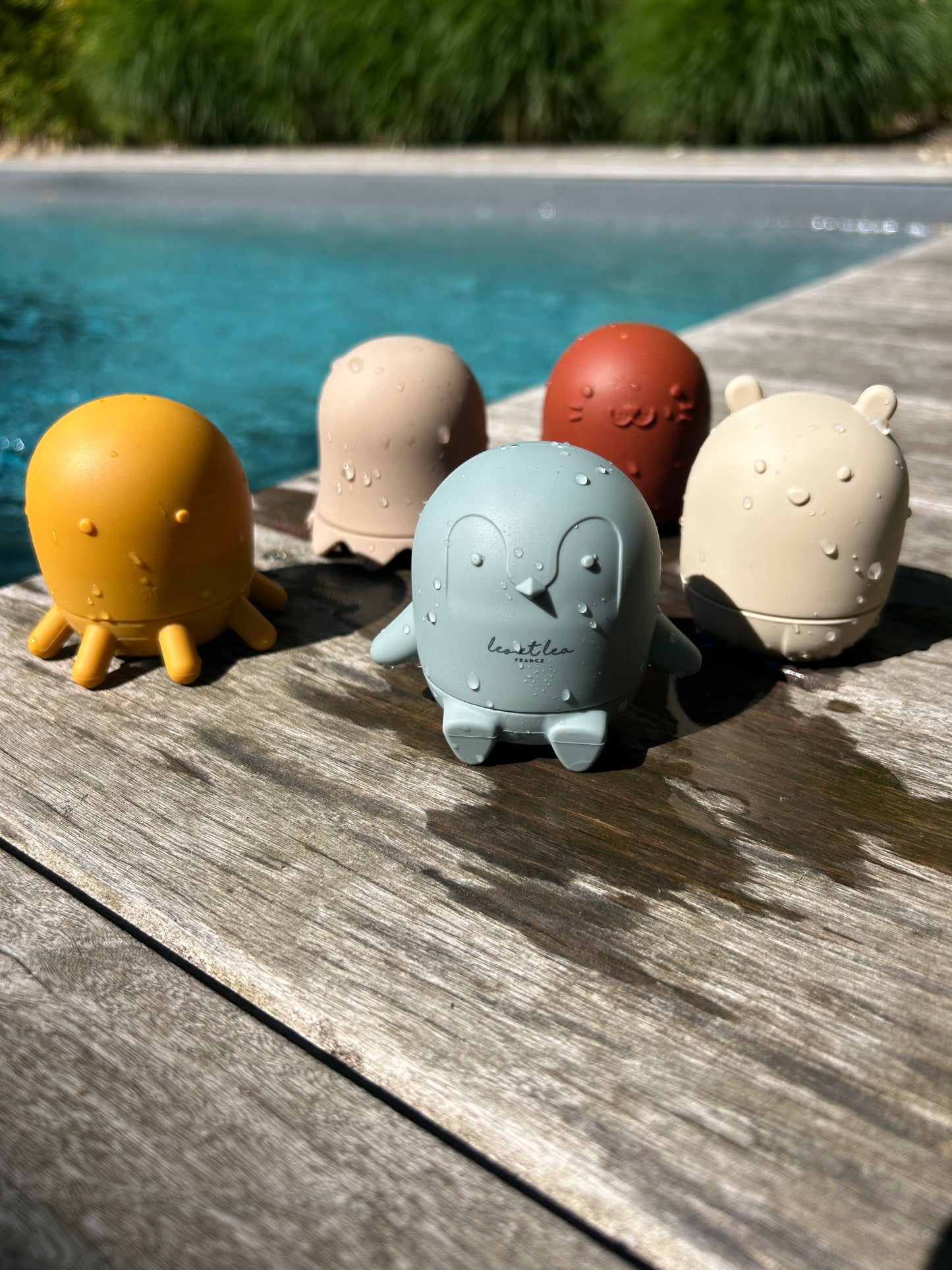 Jouet de bain, Color Mix, Set de 5 animaux en silicone