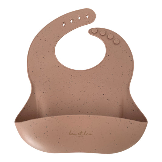 Bavoir en silicone, Rose foncé moucheté, Shell Rosewood