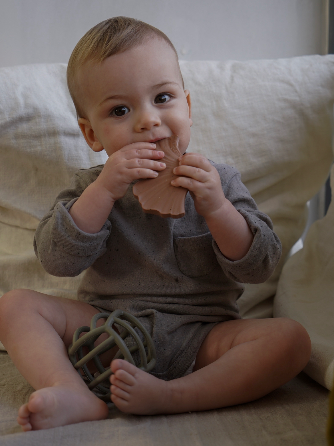 Hochet de Dentition 'Gingko', Marron, Earth