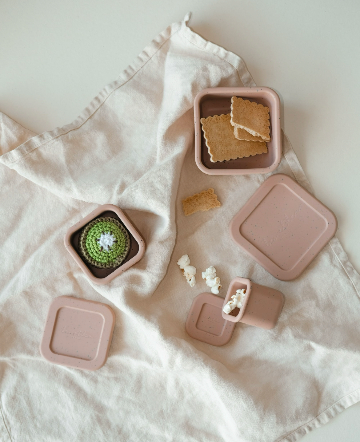 Snack Box, 3 pcs, Shell, Rosewood